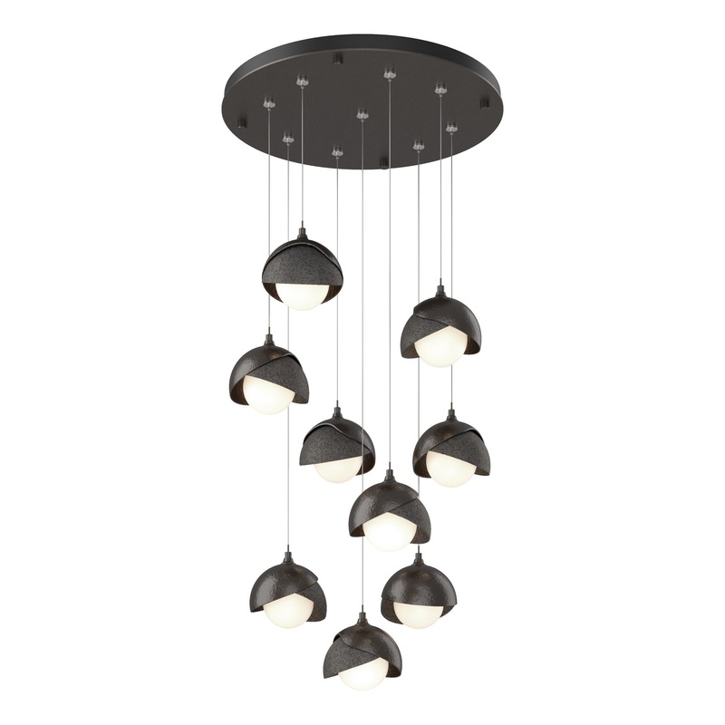 Brooklyn 9-Light Double Shade Pendant Oil Rubbed Bronze Natural Iron