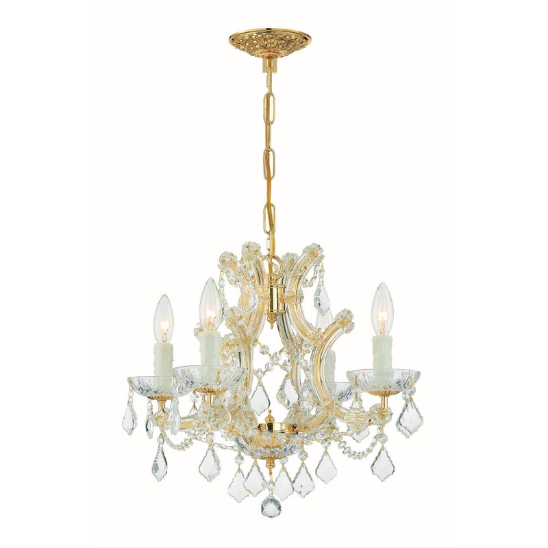 Crystorama 4474-GD-CL-MWP Maria Theresa Four Light Mini Chandelier Gold