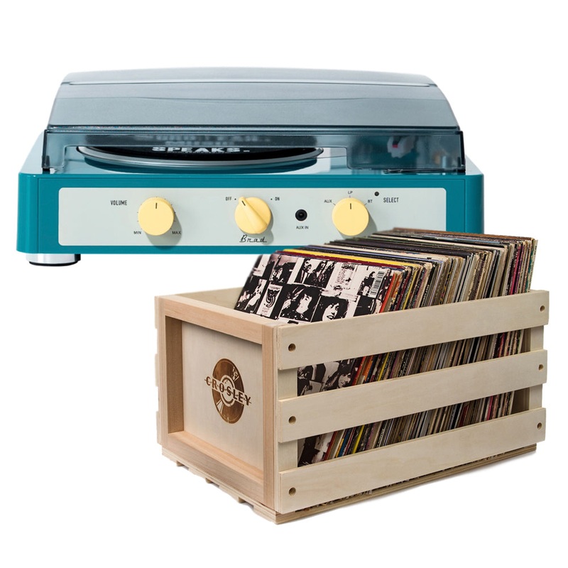 Gadhouse Brad MKII Record Player – Green + Bundled Record Storage Crate