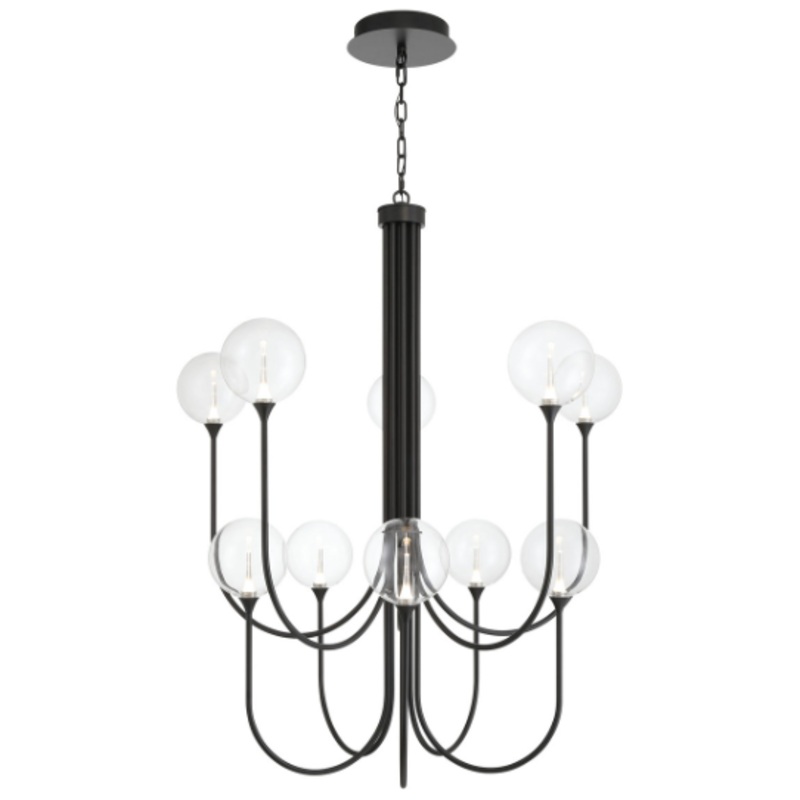 Iissa 10-Light 40″ Chandelier Black Clear Glass