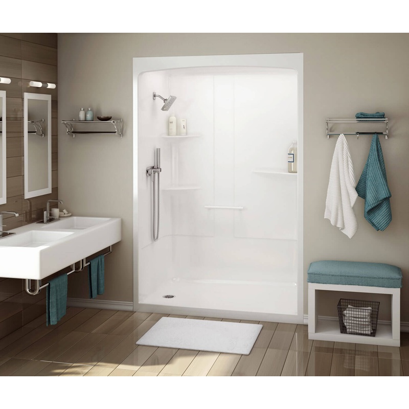 MAAX 107002-RL-000-001 ALLIA SHR-6034 Acrylic Alcove Left-Hand Drain One-Piece Shower in White
