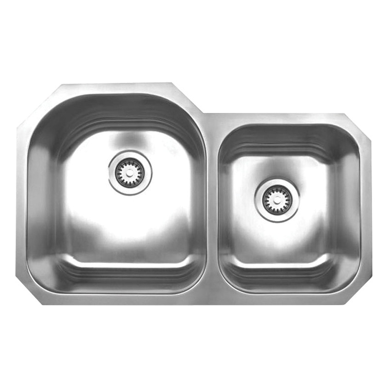 Noah’s Collection Brushed Stainless Steel Double Bowl Undermount Sink