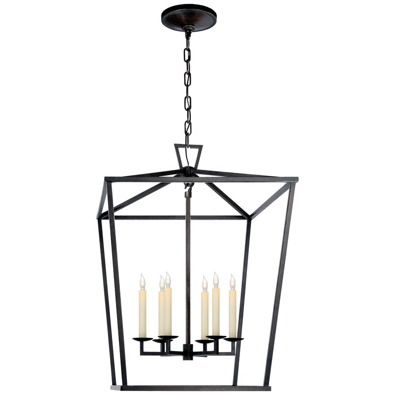 Six Light Lantern from the Darlana Collection in Aged Iron Finish by Visual Comfort Signature