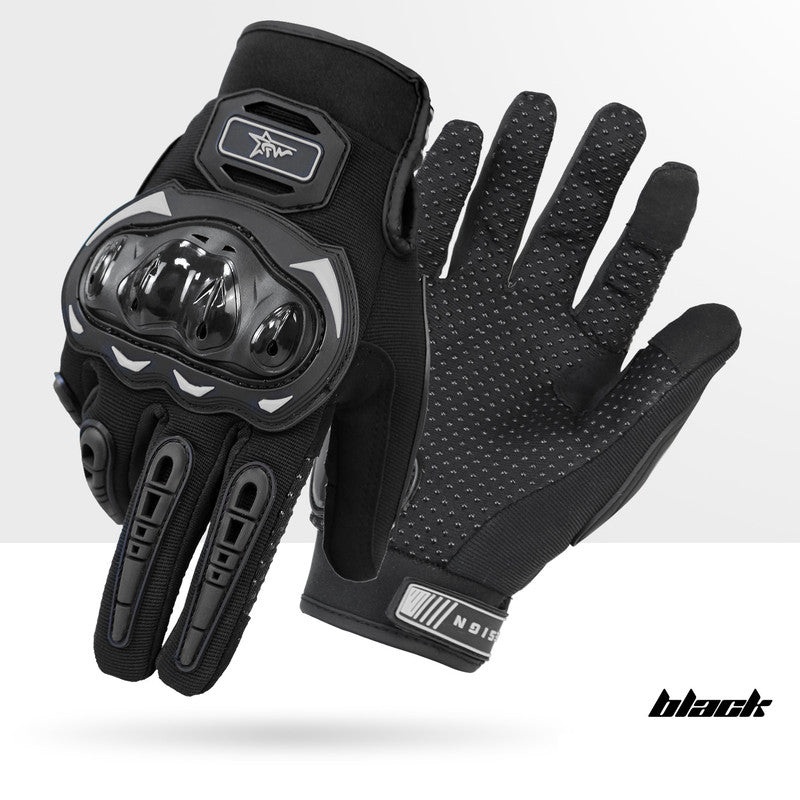 Size L Black Protective Motorcycle Riding Gloves – Hard Knuckle Armour & Touchscreen Fingertips