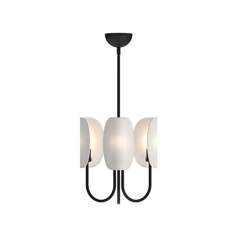 Three Light Chandelier from the Seno Collection in Matte Black Finish by Alora