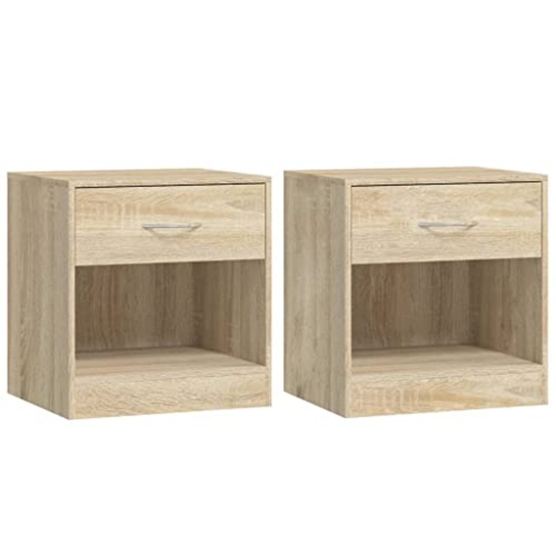 vidaXL 2X Comodini con Cassetto Rovere Mobiletto Mobile di Arredo Armadietto