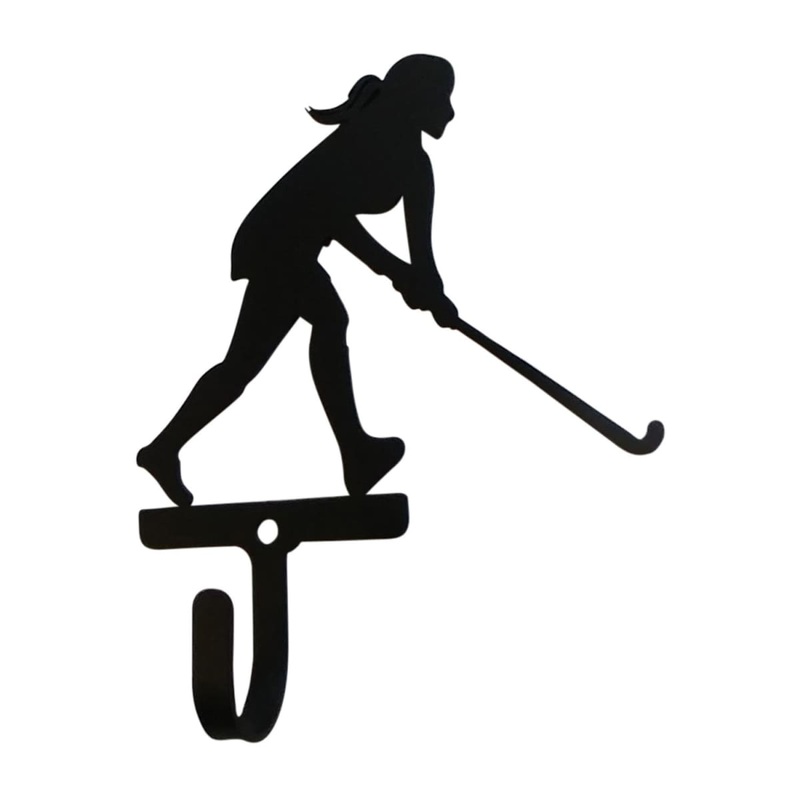 Village Wrought Iron WH-316-S Field Hockey Woman Girl Wall Hook Small