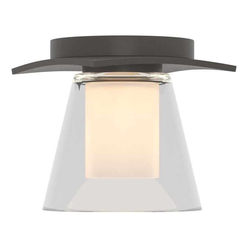 Wren Flush Mount Dark Smoke Clear Glass with Opal Diffuser (ZU)