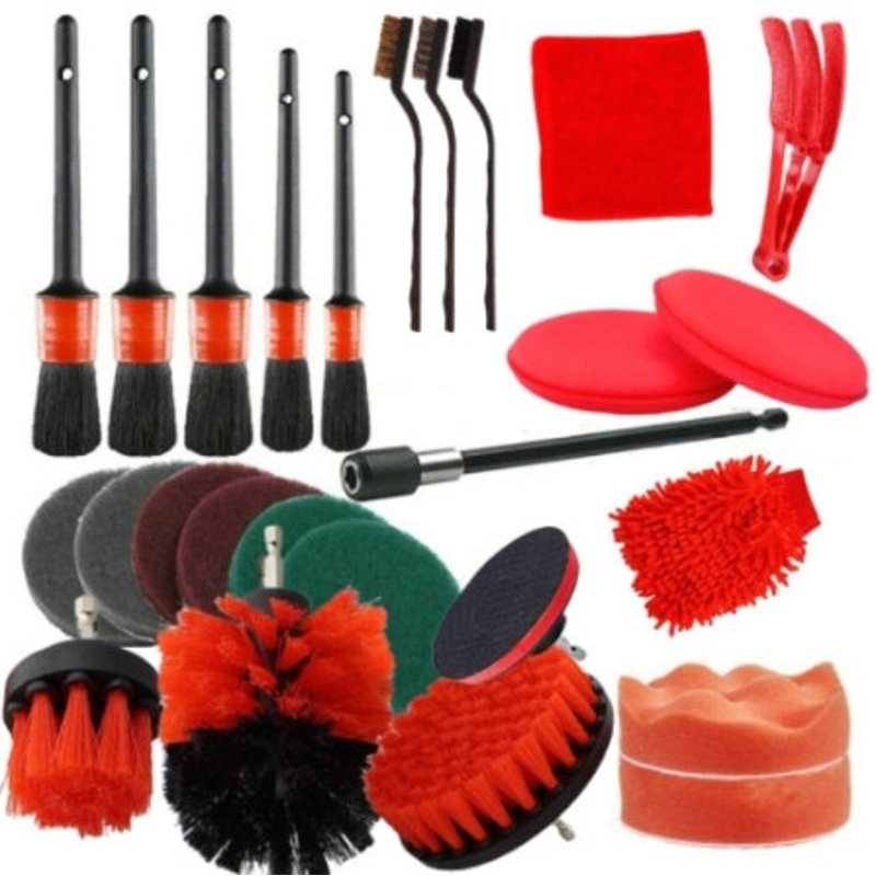 26-Piece set Ultimate Car Detailing Kit – Drill Brush & Polishing Pad Set for Car Interior, Wheels, and Exterior Cleaning