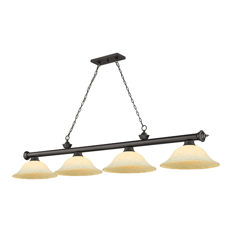Cordon 4-Light Billiard Bronze Bell Golden Mottle Glass