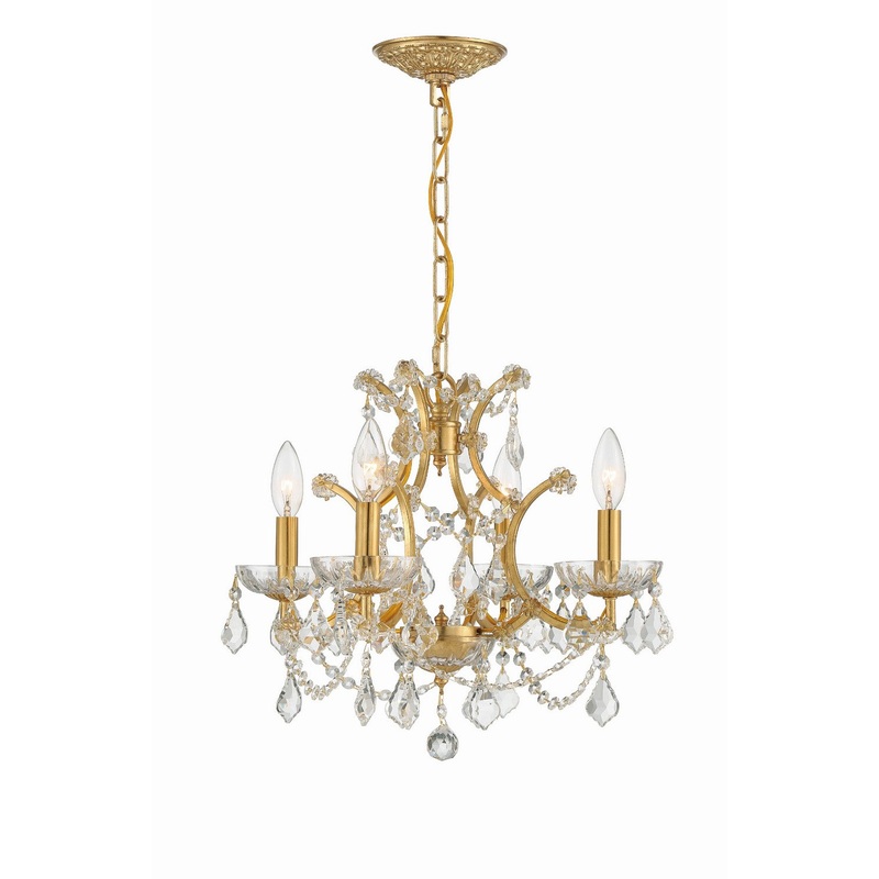 Crystorama 4454-GA-CL-MWP Filmore Four Light Mini Chandelier Antique Gold