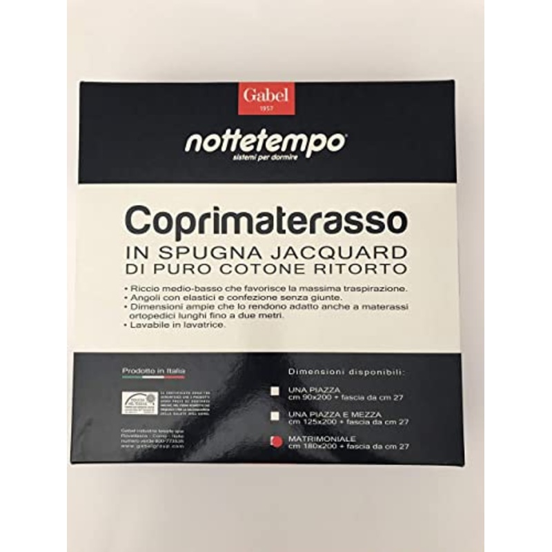 Gabel Nottetempo – Coprimaterasso Matrimoniale – Twist SUPERCOMFORT – in Doppia Spugna Jacquard di Puro Cotone Ritorto
