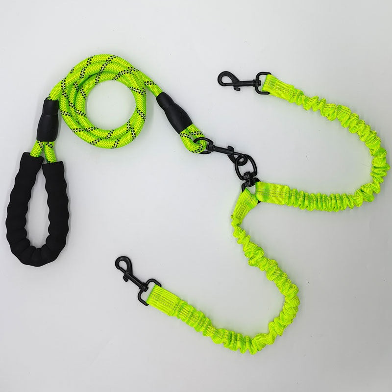 Green Pet Double-Ended Rope + 1.5M Leash – Easy to walk two dogs, tangle-free design