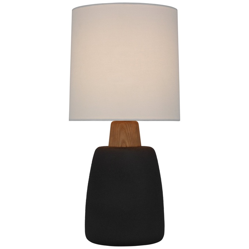 LED Table Lamp from the Aida Collection in Porous Black And Natural Oak Finish by Visual Comfort Signature
