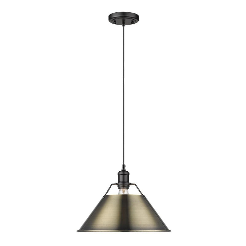 One Light Pendant from the Orwell Collection in Matte Black Finish by Golden
