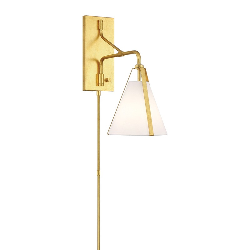 One Light Task Sconce from the Fulton Collection in Antique Gold Finish by Crystorama