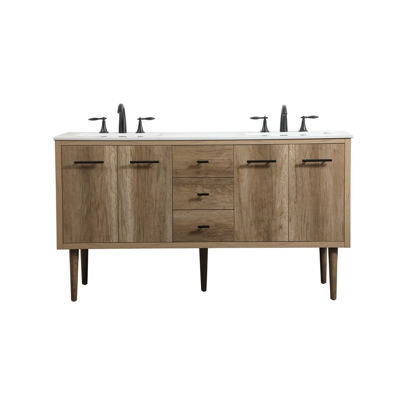 Single Bathroom Vanity from the Cyrus Collection in Natural Oak Finish by Elegant Lighting