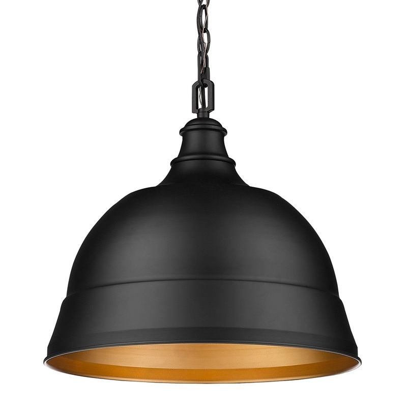 Two Light Pendant from the Rebel Collection in Matte Black Finish by Golden