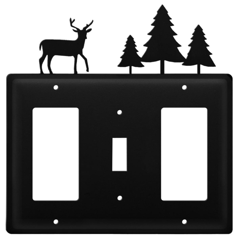 Village Wrought Iron EGSG-203 Triple Deer & Pine Trees Single GFI Switch and GFI Cover CUSTOM Product