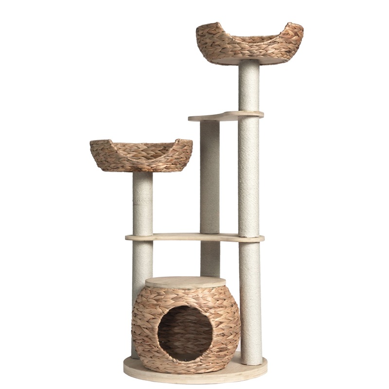 Whisker Wonderland Premium Eco Bamboo Cat Tree Large – Natural Bamboo Structure, Safe & Stable, Multi-Functional Cat Furniture, Climbing & Scratching