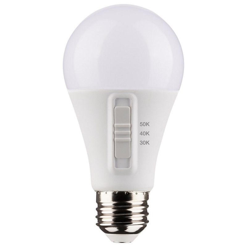 12 Watt A19 LED – Medium Base – CCT Selectable – White Finish – 90 CRI – 120 Volt Light Bulb by Satco