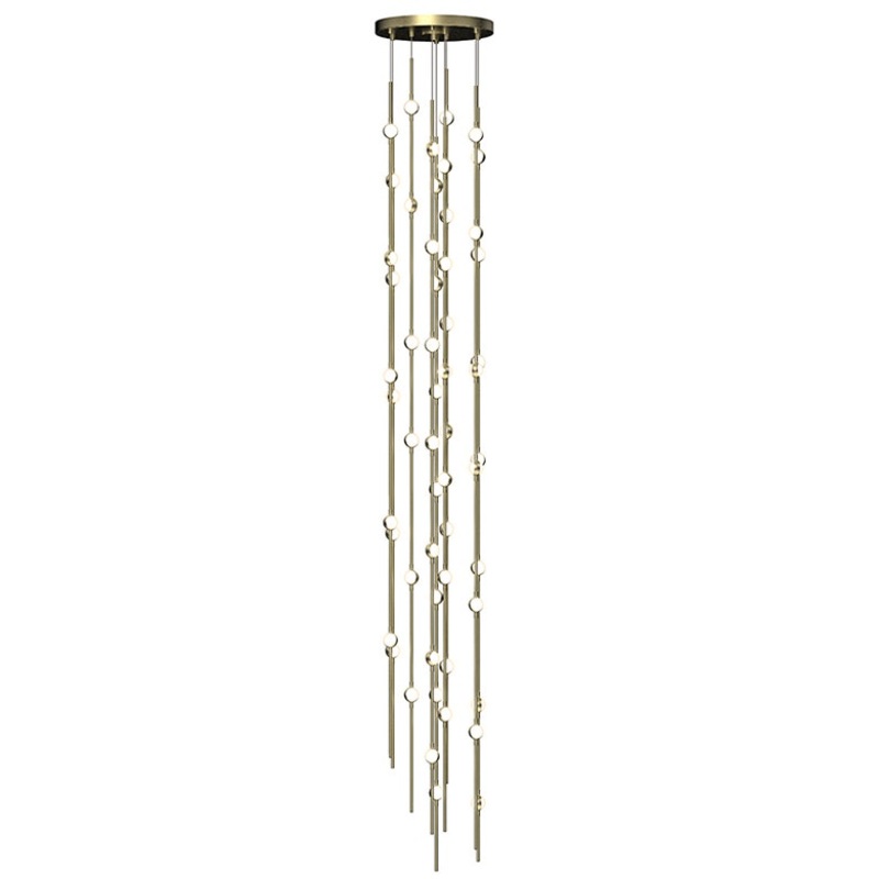 Constellation Andromeda Tall 12″ Round LED Pendant Satin Brass with White Optical Acrylic 2700K 10′ Adjustable Cord