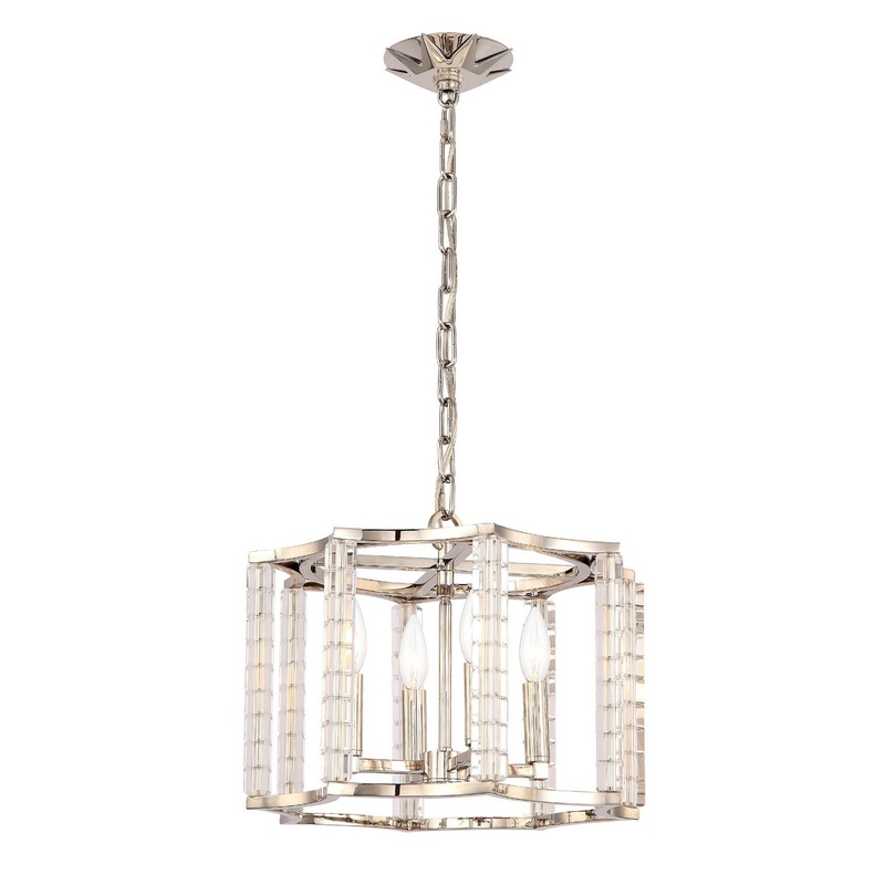 Crystorama 8854-PN Carson Four Light Chandelier Polished Nickel