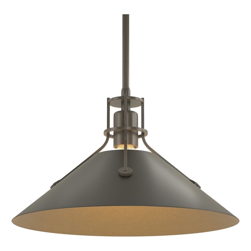 Henry Medium Steel Shade Pendant Dark Smoke Black