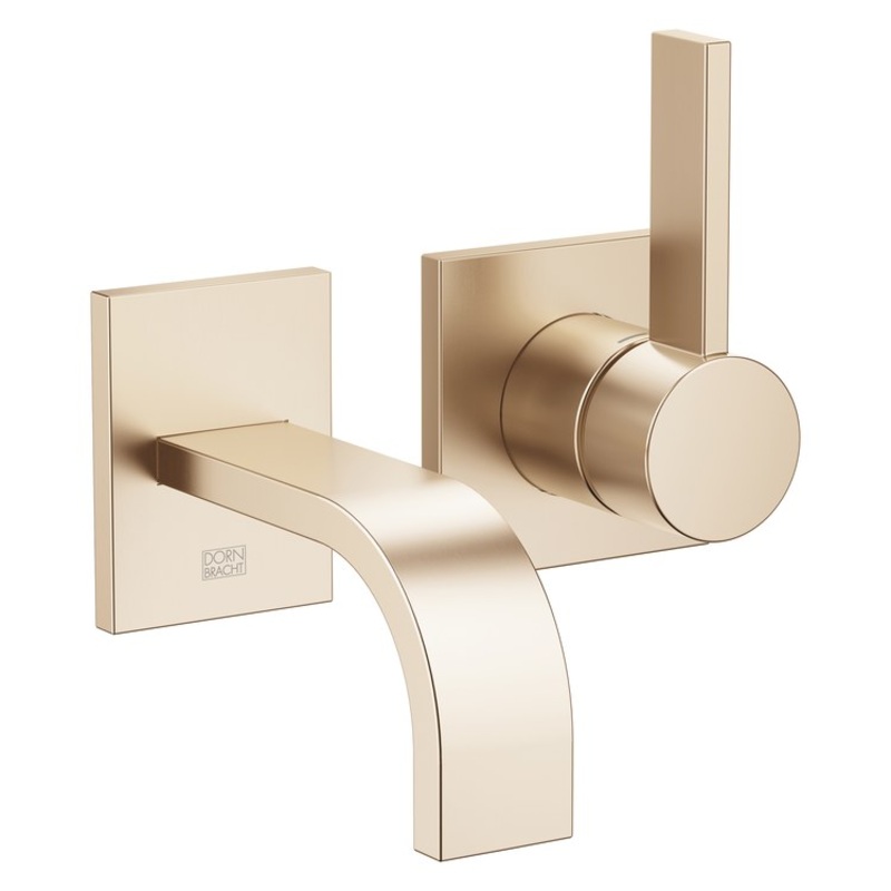 Lavatory Faucet MEM Wall Mount Mixer 1 Lever ADA Brushed Champagne 1.2 Gallons per Minute Less Drain 2 Hole
