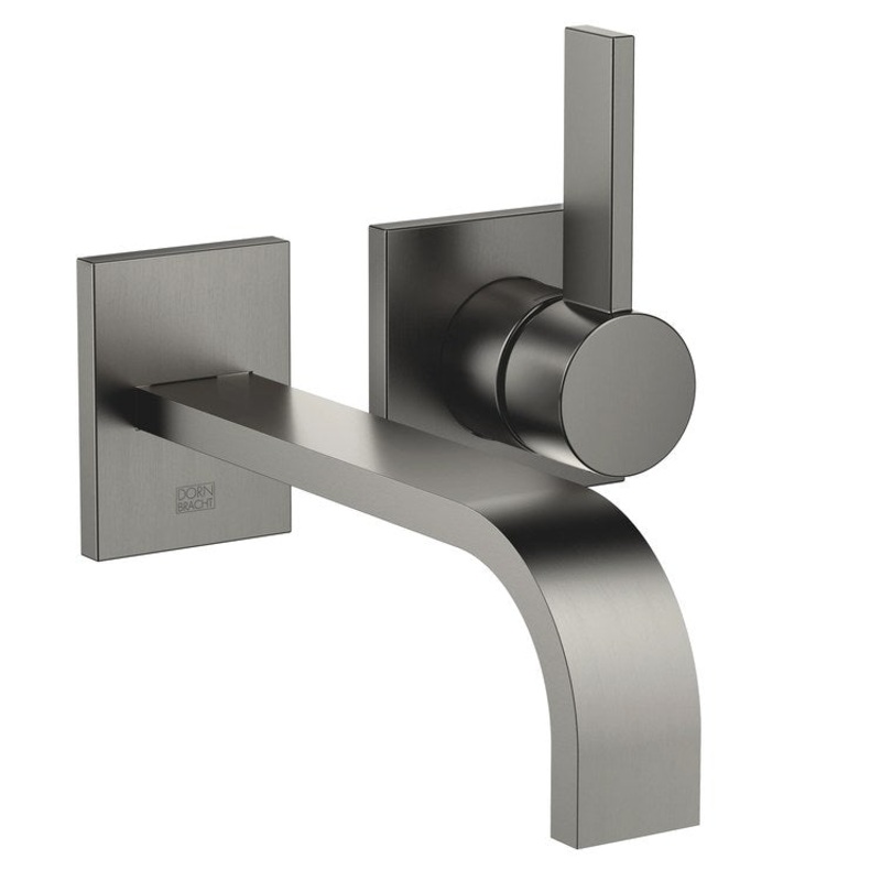 Lavatory Faucet MEM Wall Mount Mixer 1 Lever ADA WaterSense Brushed Dark Platinum 1.2 Gallons per Minute Less Drain 2 Hole