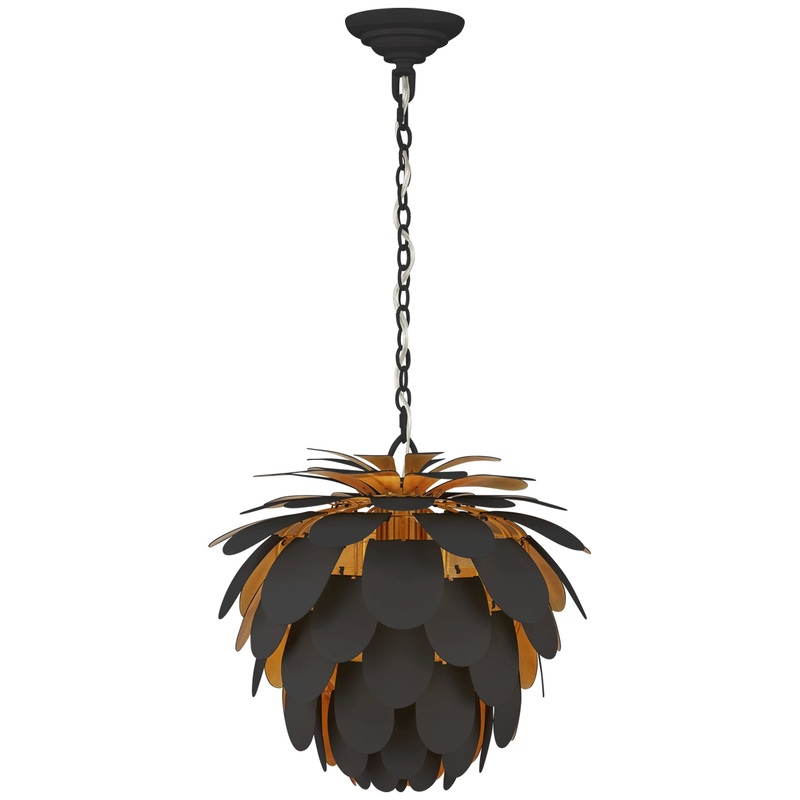 One Light Chandelier from the Cynara Collection in Matte Black And Gild Finish by Visual Comfort Signature