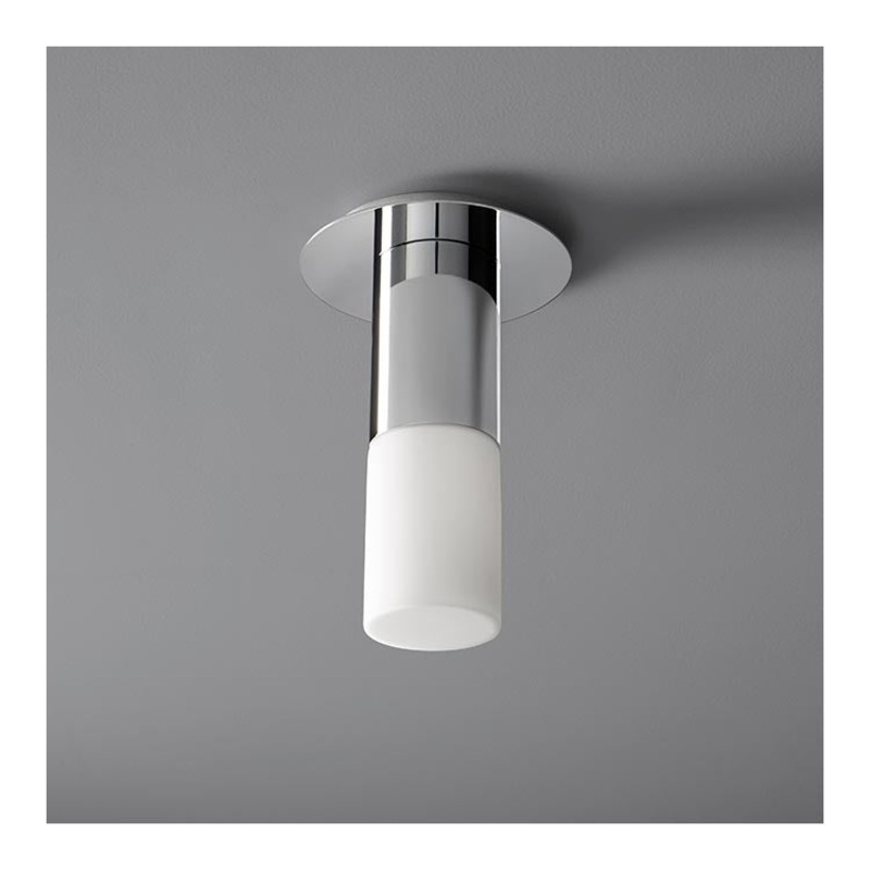 Pilar Single-Light Small LED Flush Mount Ceiling Fixture with Glass Shade – Polished Chrome