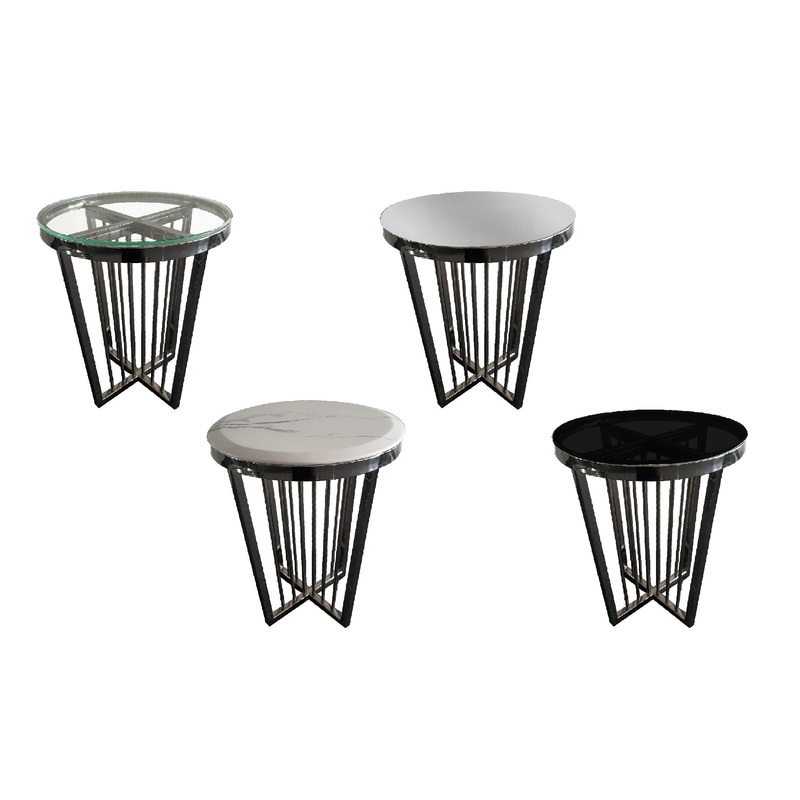 Salina Side Table 45cm Black Base – White Marble