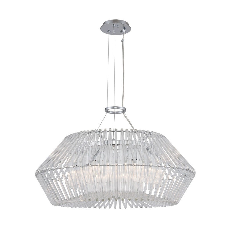 Six Light Pendant from the Taza Collection in Chrome Finish by Kalco