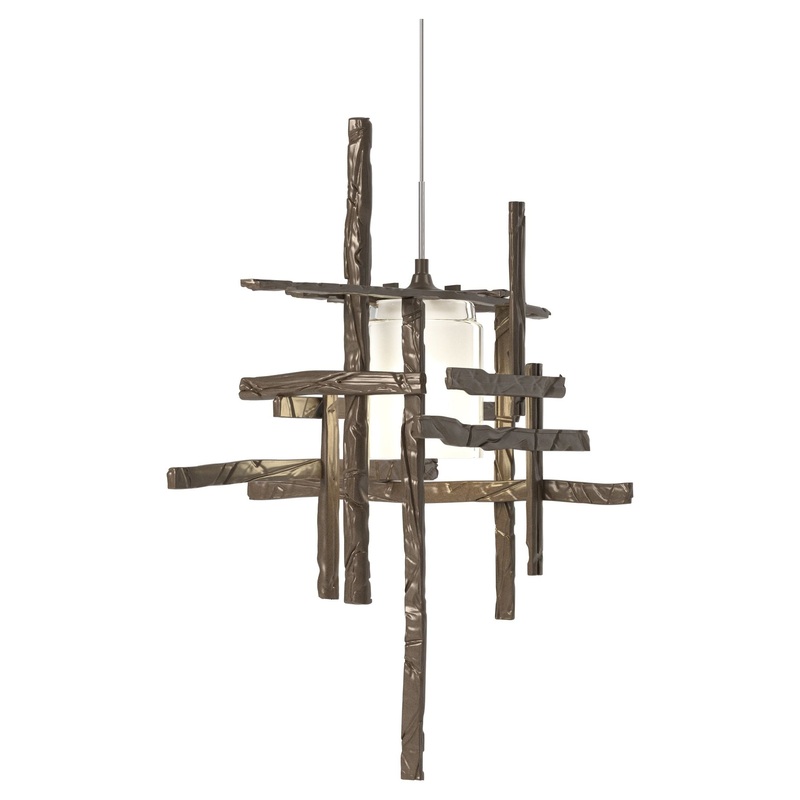 Tura Frosted Glass Low Voltage Mini Pendant Bronze