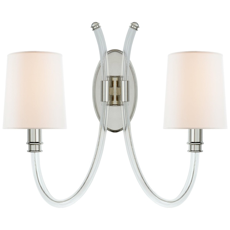 Two Light Wall Sconce from the Clarice Collection in Crystal With Polished Nickel Finish by Visual Comfort Signature