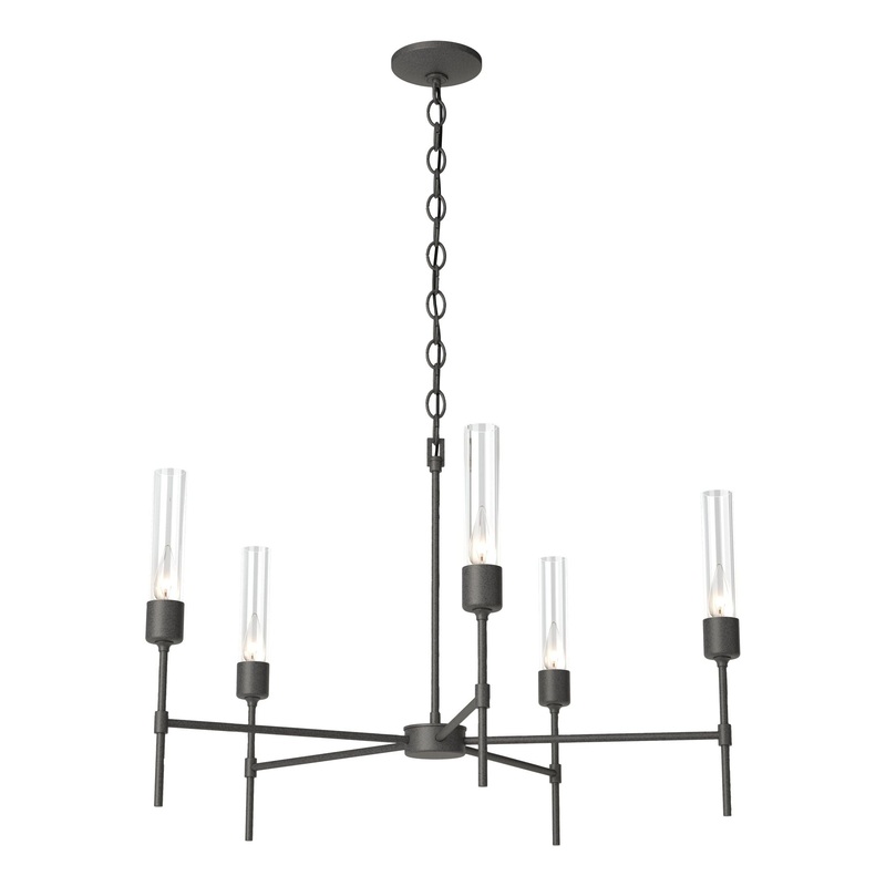 Vela 5-Arm Chandelier Natural Iron Clear Glass (ZM)
