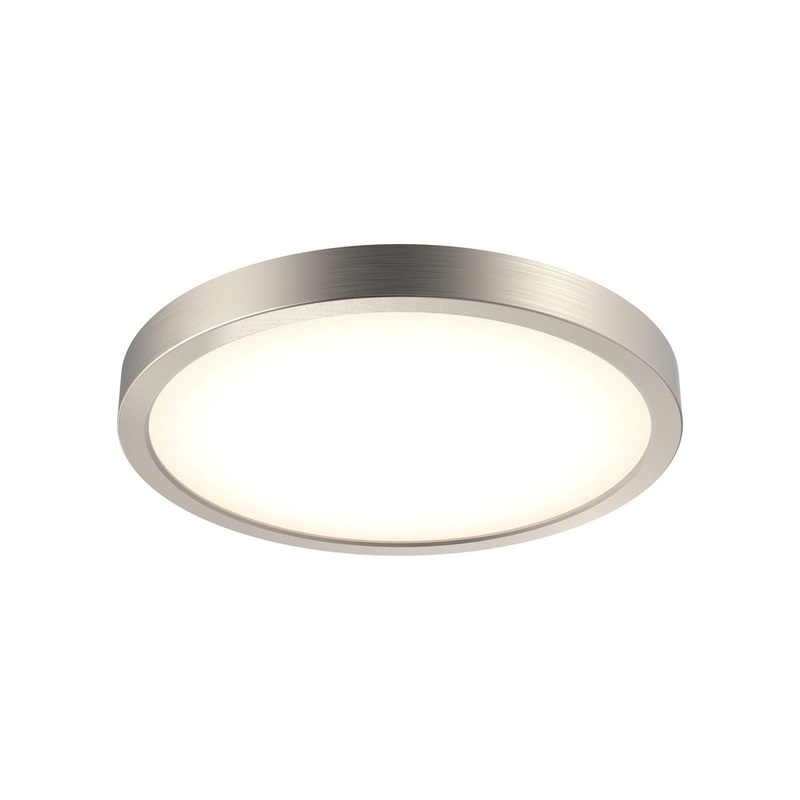10″ Round Indoor/Outdoor LED Flush Mount Satin Nickel 120V | Triac Dimming