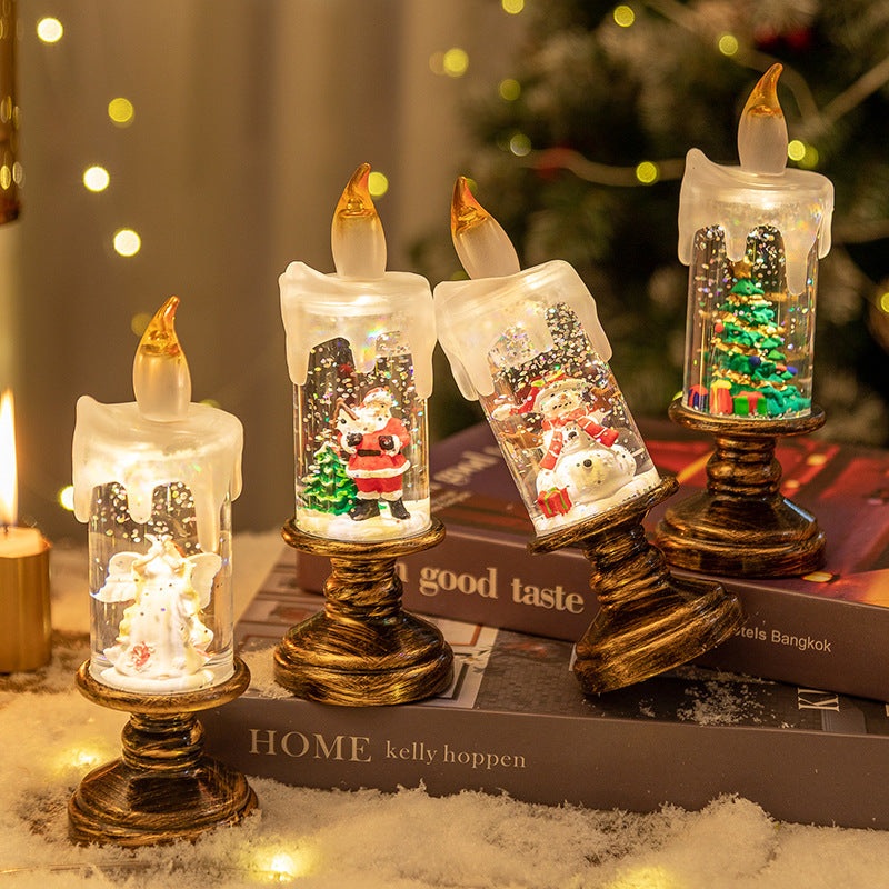 (A set of four) Festive Christmas Candle Lights with Snow Globe Decor – Perfect Creative Holiday Gift