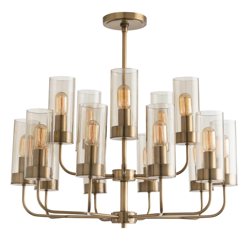 Arteriors 89052 Hammond Chandelier Antique Brass/Smoke Glass (Discontinued)