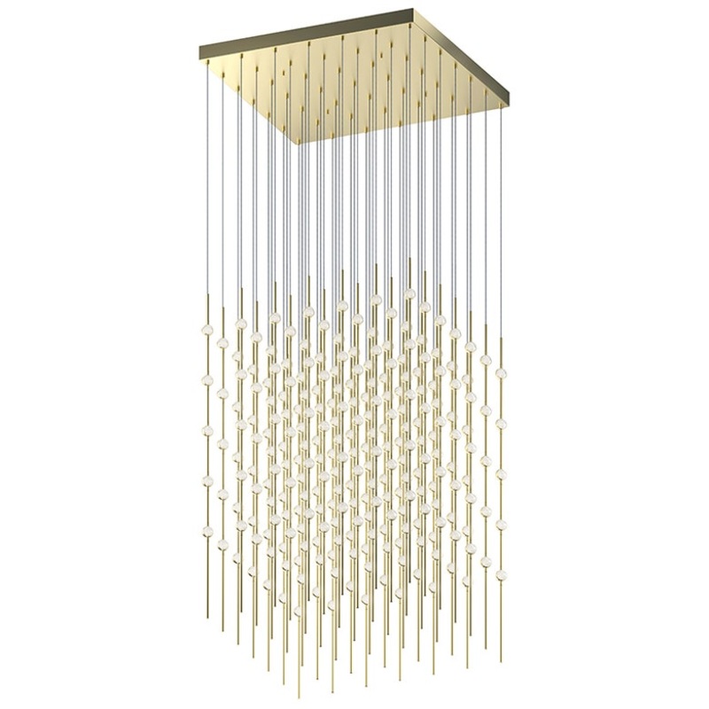 Constellation Cosmic Cube 30″ LED Pendant Satin Brass with Clear Faceted Acrylic 3000K 20′ Adjustable Cord