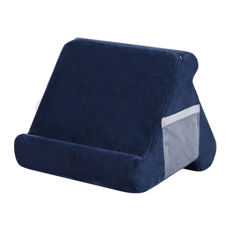 Dark Blue Soft Multi-Angle Tablet Pillow Stand – Comfy Reading & Viewing Holder for iPads, Books, eReaders