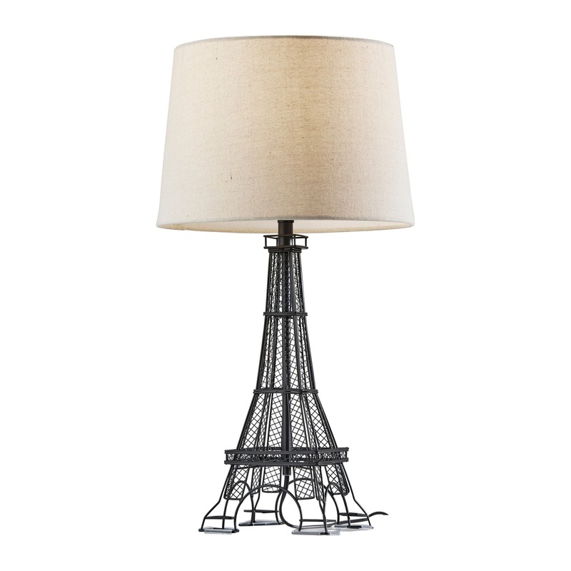 Eiffel Tower Table Lamp Black with Oatmeal Shade