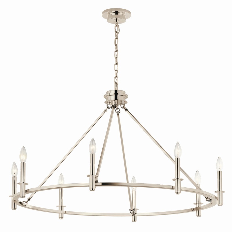Eight Light Chandelier from the Carrick Collection in Polished Nickel Finish by Kichler