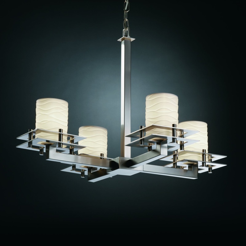 Four Light Chandelier from the Limoges Collection in Brushed Nickel Finish by Justice Designs