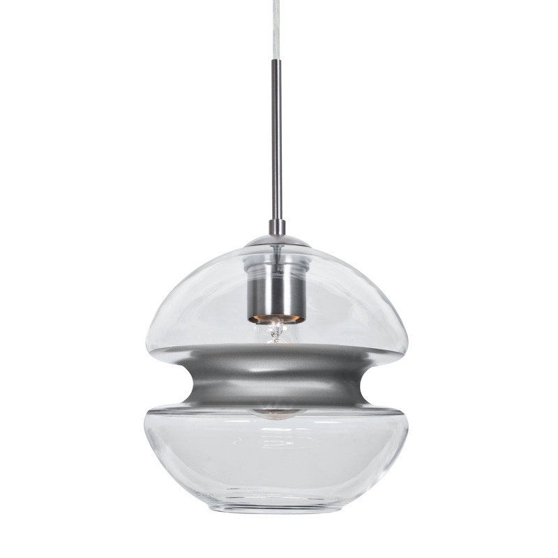 One Light Pendant from the Hula 8 Collection in Satin Nickel Finish by Besa