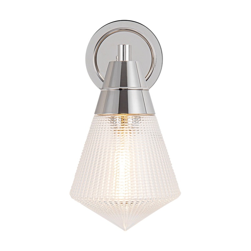 One Light Wall Sconce from the Willard Collection in Polished Nickel/Clear Prismatic Glass Finish by Alora