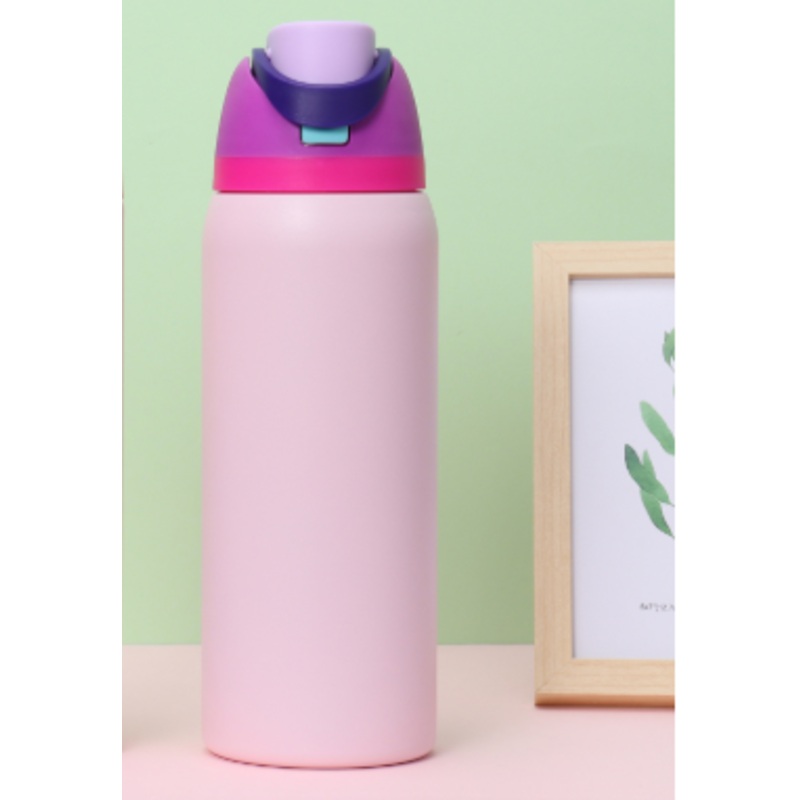 Pink 32oz 304 Stainless Steel Insulated Water Bottle – Dual-Drink Pop-Up Lid
