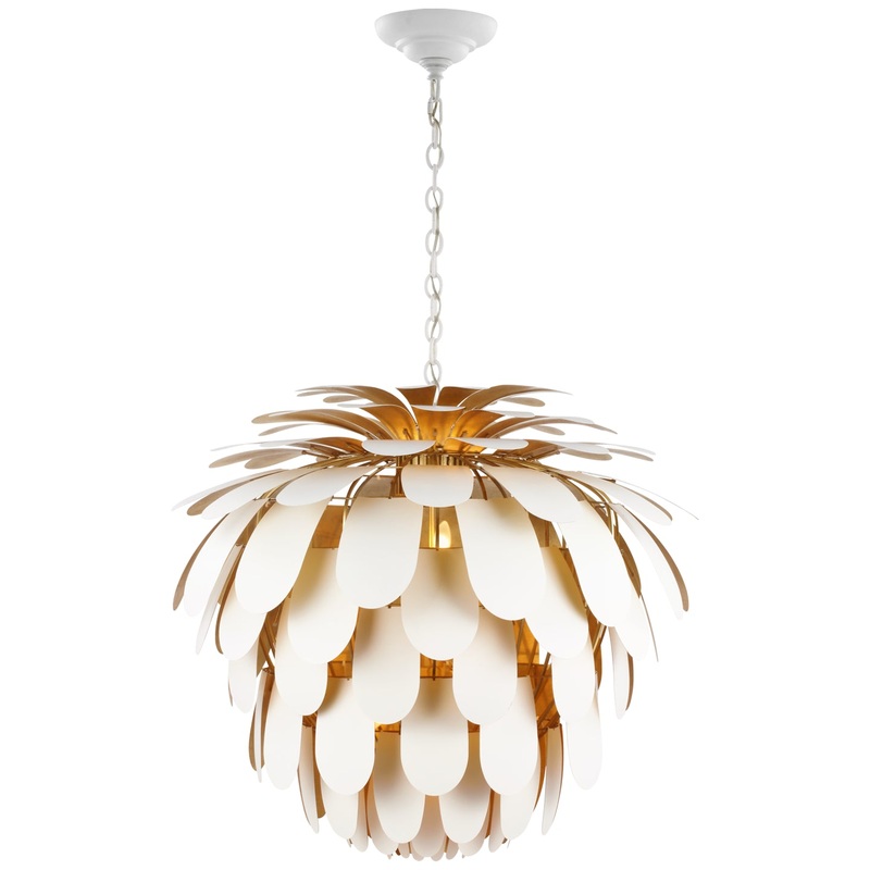 Six Light Chandelier from the Cynara Collection in White And Gild Finish by Visual Comfort Signature