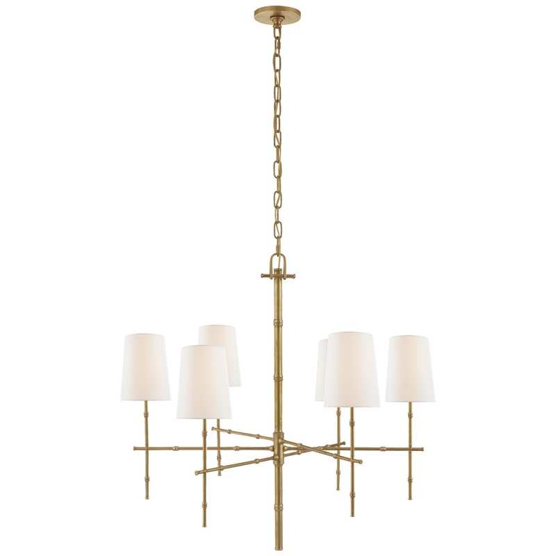 Six Light Chandelier from the Grenol Collection in Hand-Rubbed Antique Brass Finish by Visual Comfort Signature